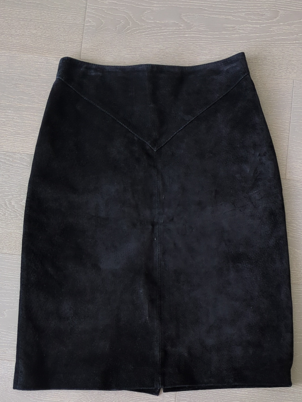 Black Suede Pencil Skirt - Women